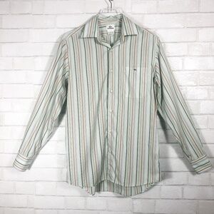 Lacoste Vintage Striped Mint Green Button Up 40